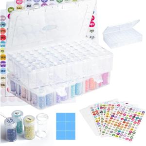 imageDiamond Painting Storage Containers 1 Pack 60 Grids Bead Organizer and Diamond Painting Labels Bead Organizers and Storage for Diamond Art Accessories Diamond Bead Storage Diamond Art Storage2 Packs 120 Jars