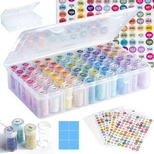 imageDiamond Painting Storage Containers 1 Pack 60 Grids Bead Organizer and Diamond Painting Labels Bead Organizers and Storage for Diamond Art Accessories Diamond Bead Storage Diamond Art Storage1 Pack 60 Jars