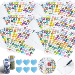 imageforever young Diamond Painting Labels as Diamond Painting Accessories for Diamond Art Storage 447 Color Number Label Stickers for Jars with Blank Label and Wax1 Set6 Set