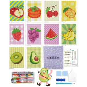 imageForeverYoung Minigem Diamond Painting Kits Mini Diamond Art Kits 9Pcs Small Diamond Art Kits for Adults 2Hour Painting PostcardStyle Resin Square Drill Diamond Painting Kits 5x7 Inch CactusFruit