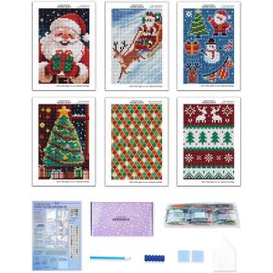 imageforever young Minigem Christmas Diamond Art Kits for Adults 6 Pcs Christmas Canvas Resin Square Drill Diamond Painting for Beginners 2Hour Small Diamond Painting Kits for Adults 5x7 Inch