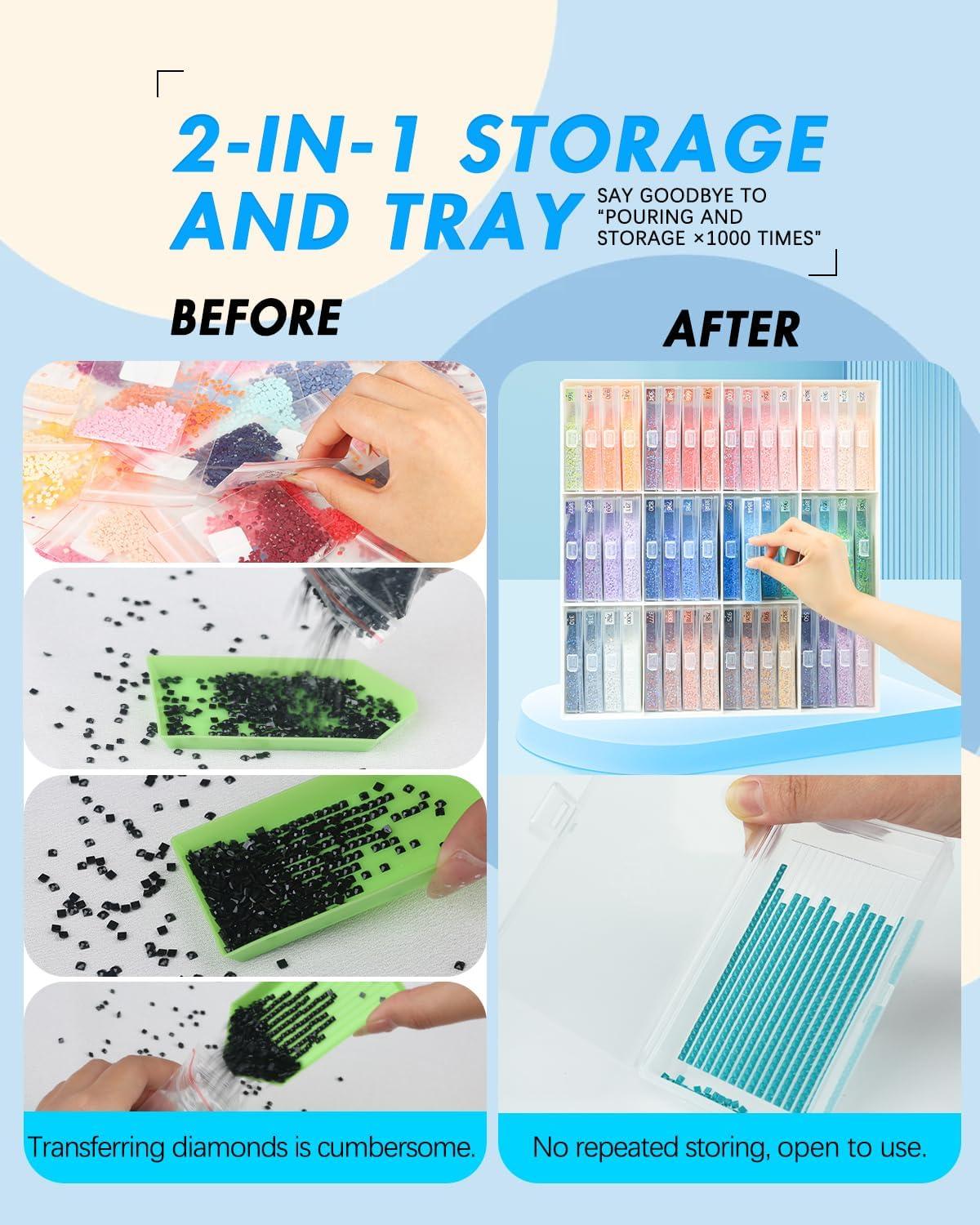 image8pcs ForeverYoung Extra Large Diamond Art Storage Containers Tray Diamond Art Accessories Diamond Painting Trays with Lids 2in1 Diamond Art Trays and Diamond Painting Storage Purple Box48pcs Extra Large traysRack