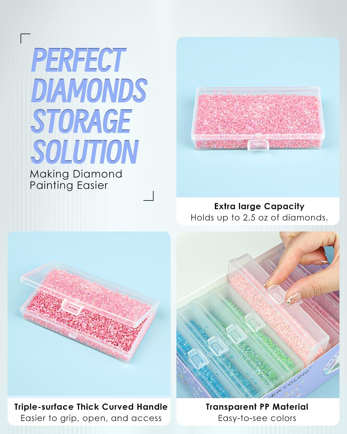 image8pcs ForeverYoung Extra Large Diamond Art Storage Containers Tray Diamond Art Accessories Diamond Painting Trays with Lids 2in1 Diamond Art Trays and Diamond Painting Storage Purple Box8pcs Extra Large Refill set