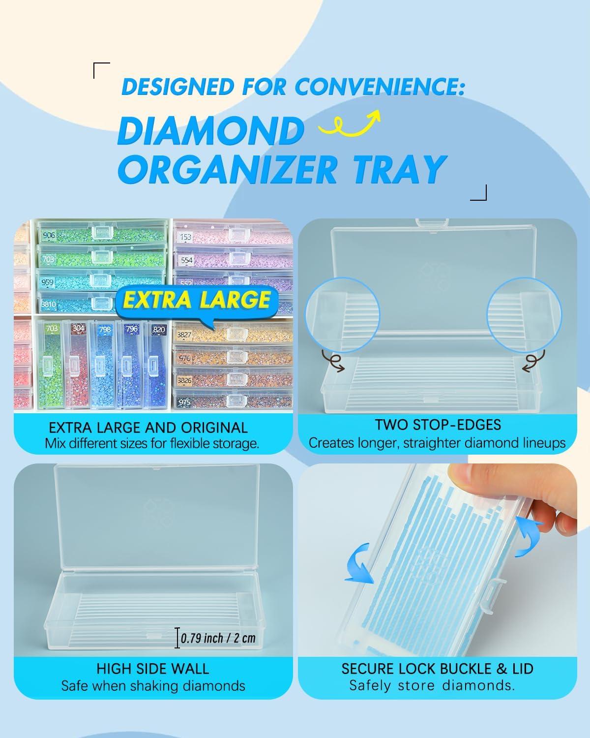 image8pcs ForeverYoung Extra Large Diamond Art Storage Containers Tray Diamond Art Accessories Diamond Painting Trays with Lids 2in1 Diamond Art Trays and Diamond Painting Storage Purple Box48pcs Extra Large traysRack