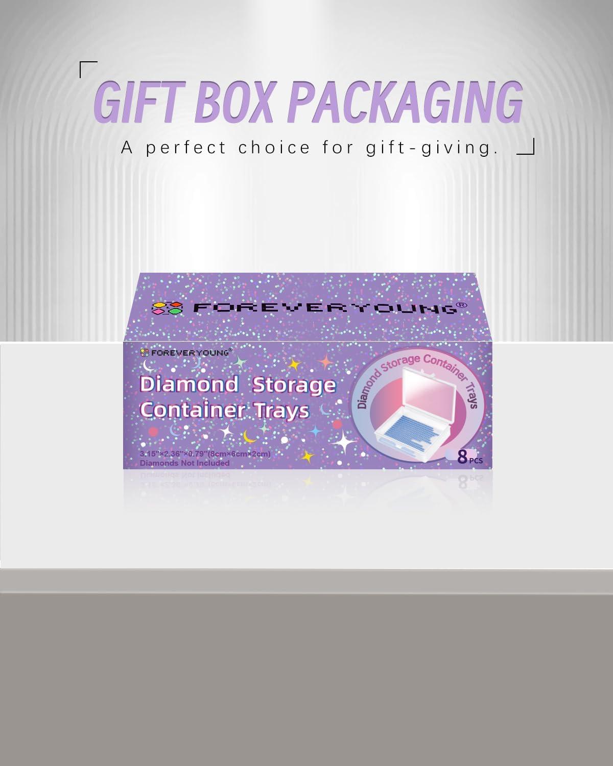 image8pcs ForeverYoung Extra Large Diamond Art Storage Containers Tray Diamond Art Accessories Diamond Painting Trays with Lids 2in1 Diamond Art Trays and Diamond Painting Storage Purple Box8pcs Refill set