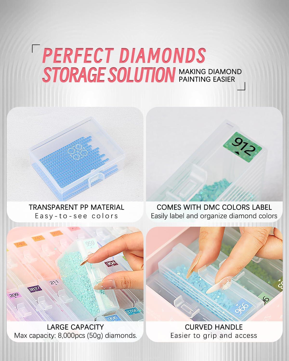 image8pcs ForeverYoung Extra Large Diamond Art Storage Containers Tray Diamond Art Accessories Diamond Painting Trays with Lids 2in1 Diamond Art Trays and Diamond Painting Storage Purple Box15pcs Portable set