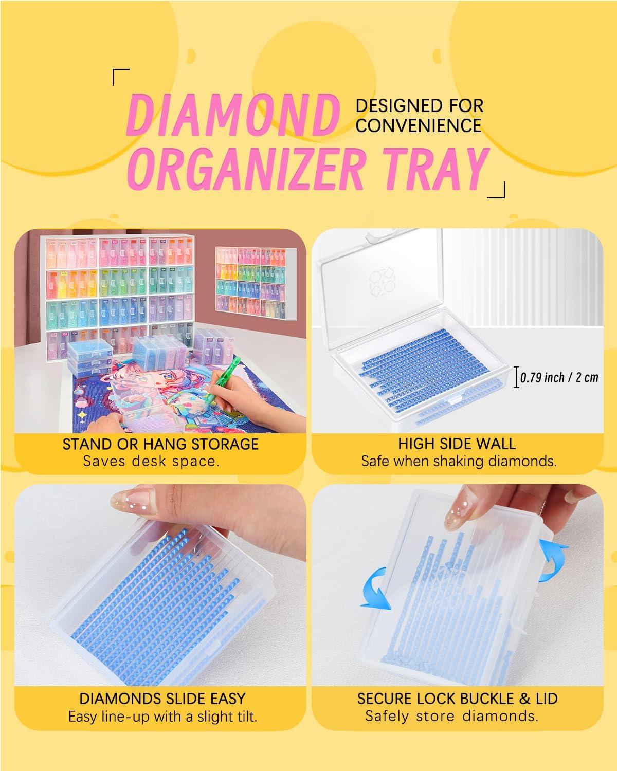 image8pcs ForeverYoung Extra Large Diamond Art Storage Containers Tray Diamond Art Accessories Diamond Painting Trays with Lids 2in1 Diamond Art Trays and Diamond Painting Storage Purple Box60pcsRack