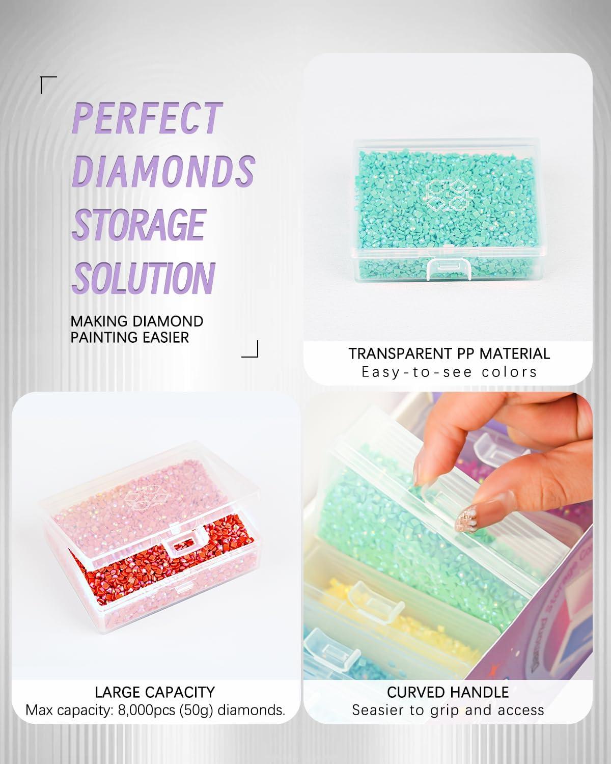 image8pcs ForeverYoung Extra Large Diamond Art Storage Containers Tray Diamond Art Accessories Diamond Painting Trays with Lids 2in1 Diamond Art Trays and Diamond Painting Storage Purple Box8pcs Refill set