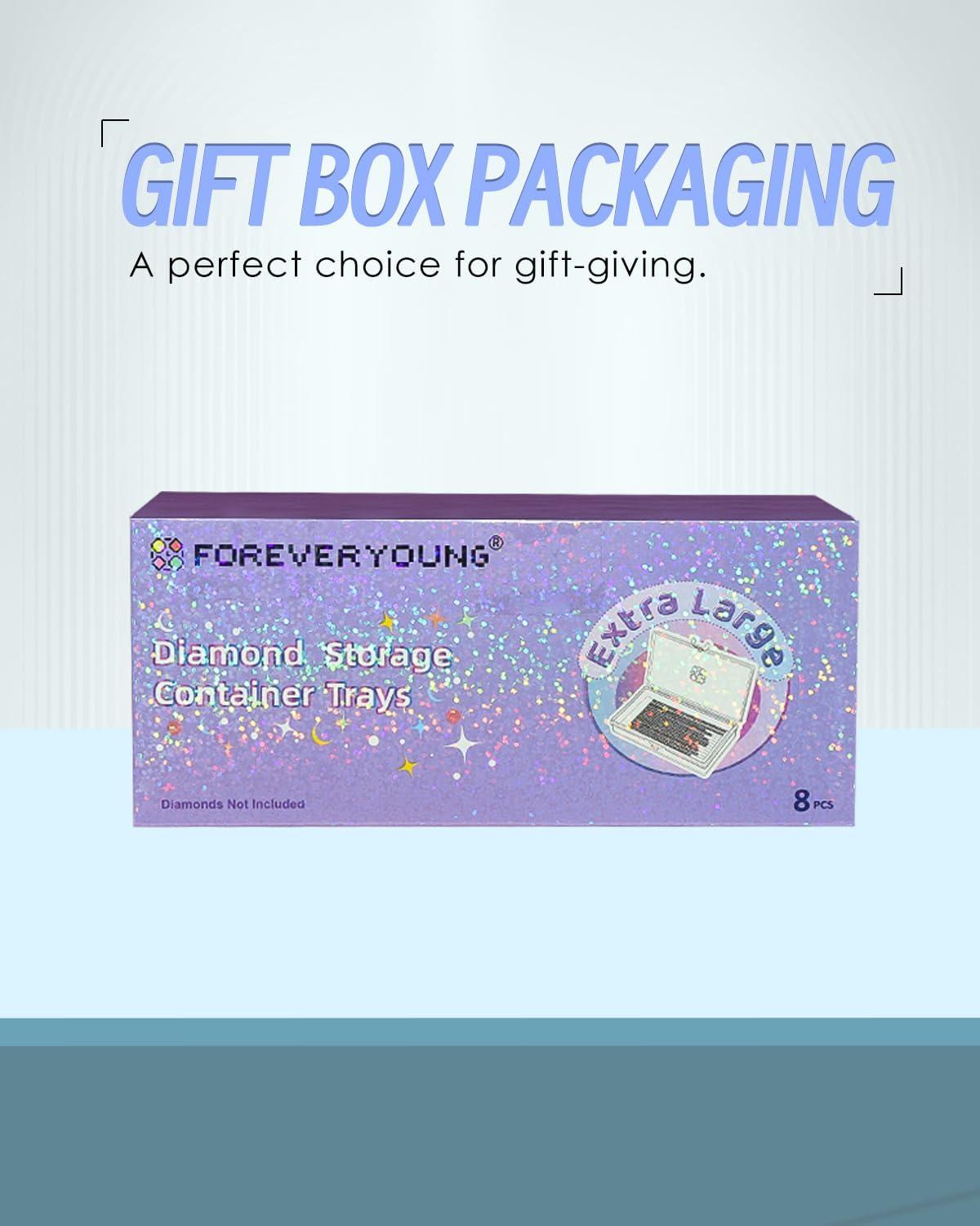 image8pcs ForeverYoung Extra Large Diamond Art Storage Containers Tray Diamond Art Accessories Diamond Painting Trays with Lids 2in1 Diamond Art Trays and Diamond Painting Storage Purple Box8pcs Extra Large Refill set