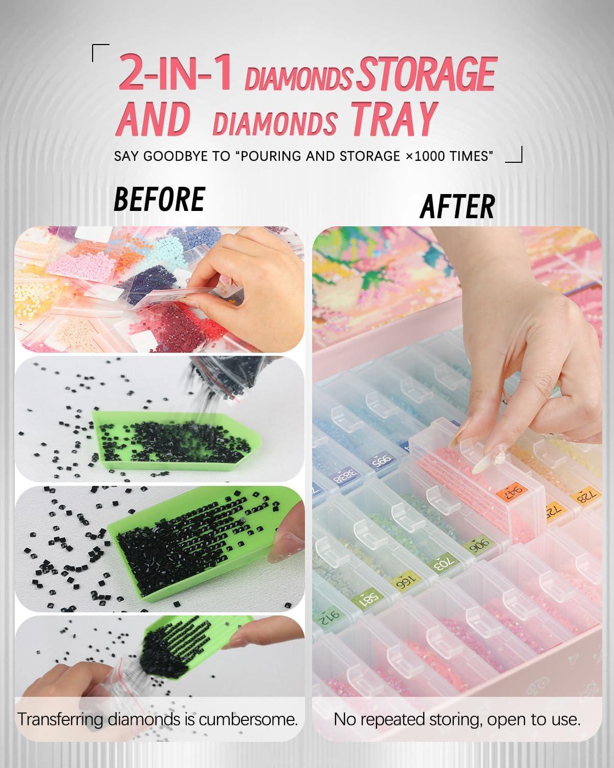 image8pcs ForeverYoung Extra Large Diamond Art Storage Containers Tray Diamond Art Accessories Diamond Painting Trays with Lids 2in1 Diamond Art Trays and Diamond Painting Storage Purple Box45pcs Storage set