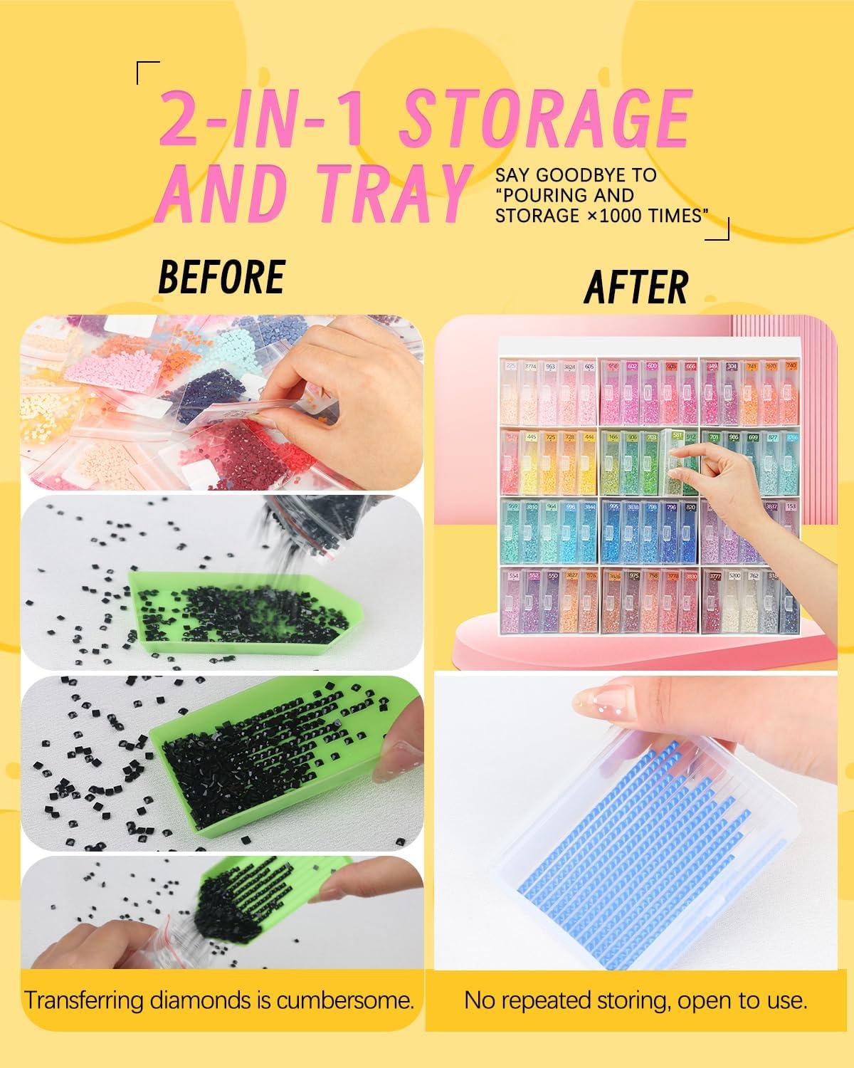 image8pcs ForeverYoung Extra Large Diamond Art Storage Containers Tray Diamond Art Accessories Diamond Painting Trays with Lids 2in1 Diamond Art Trays and Diamond Painting Storage Purple Box60pcsRack