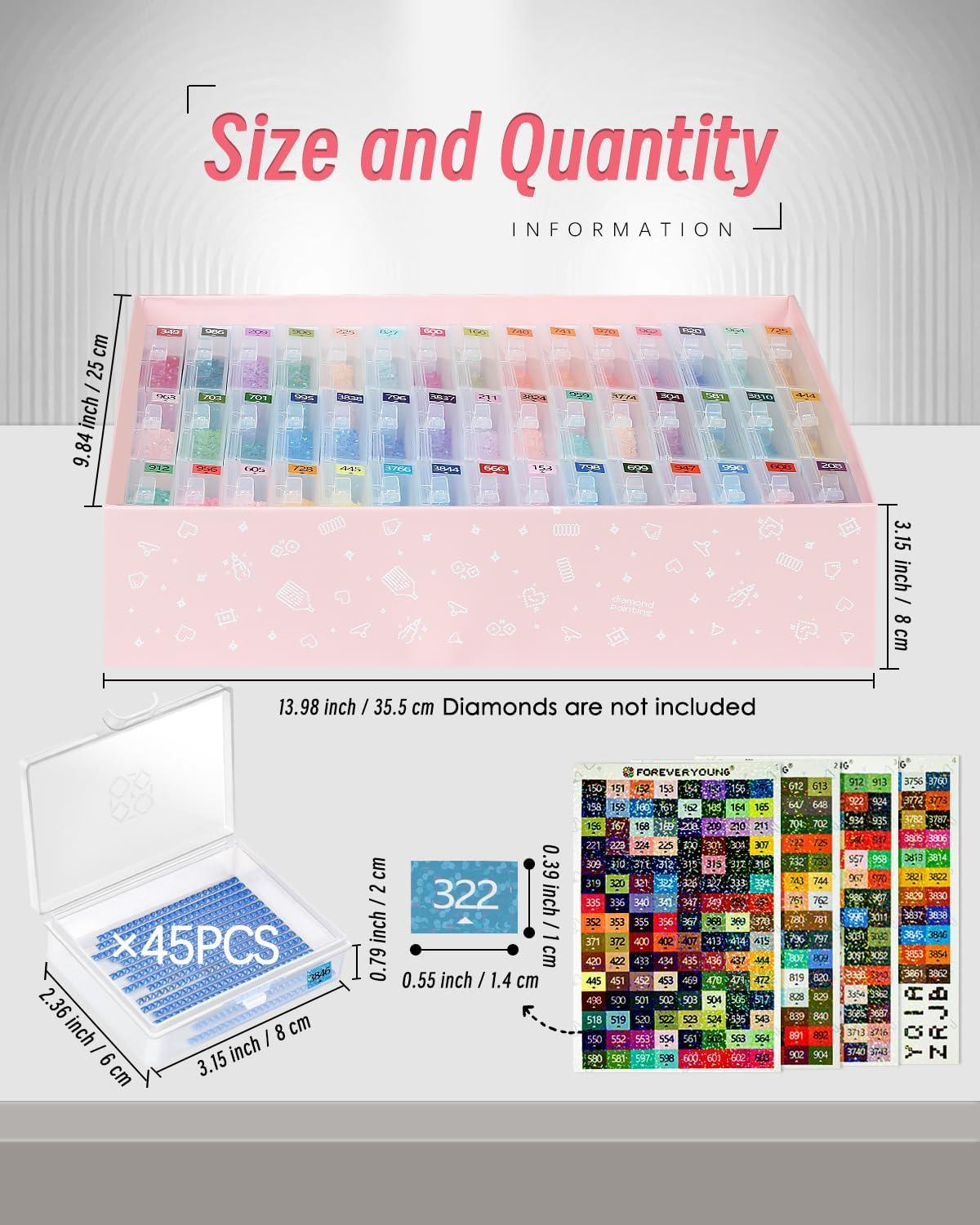 image8pcs ForeverYoung Extra Large Diamond Art Storage Containers Tray Diamond Art Accessories Diamond Painting Trays with Lids 2in1 Diamond Art Trays and Diamond Painting Storage Purple Box45pcs Storage set