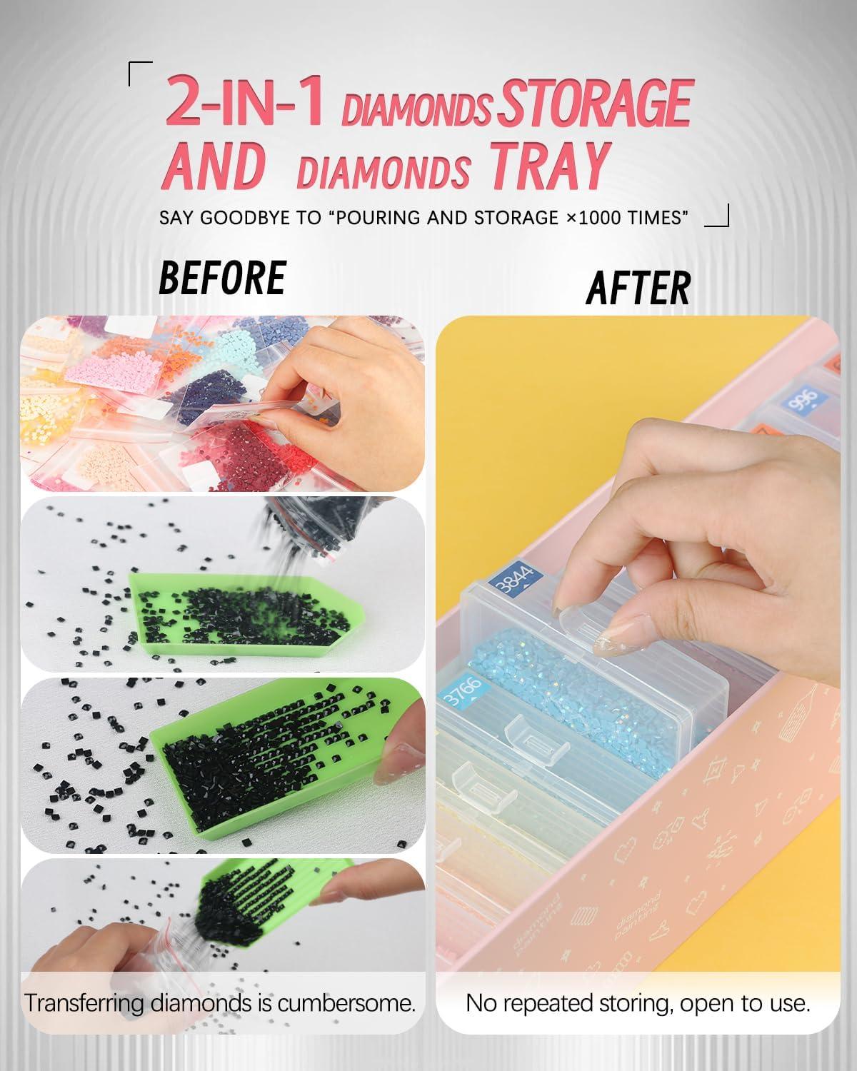 image8pcs ForeverYoung Extra Large Diamond Art Storage Containers Tray Diamond Art Accessories Diamond Painting Trays with Lids 2in1 Diamond Art Trays and Diamond Painting Storage Purple Box15pcs Portable set