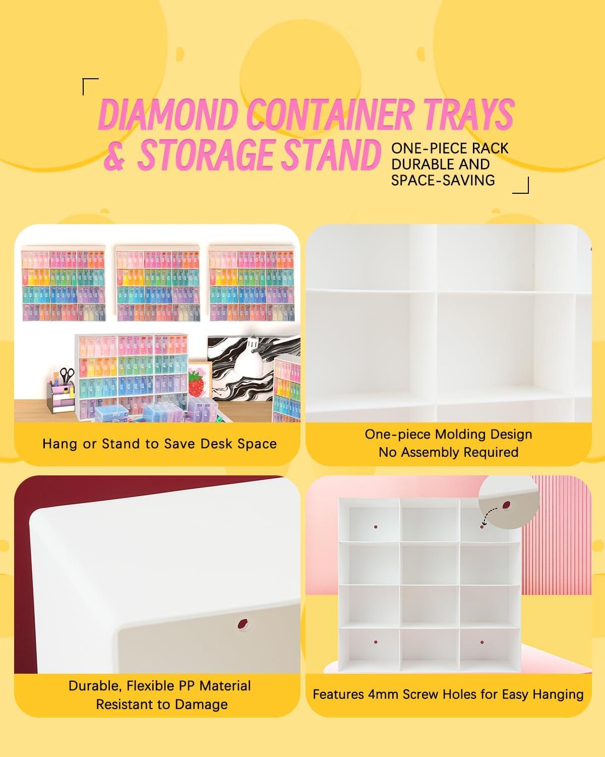 image8pcs ForeverYoung Extra Large Diamond Art Storage Containers Tray Diamond Art Accessories Diamond Painting Trays with Lids 2in1 Diamond Art Trays and Diamond Painting Storage Purple Box60pcsRack