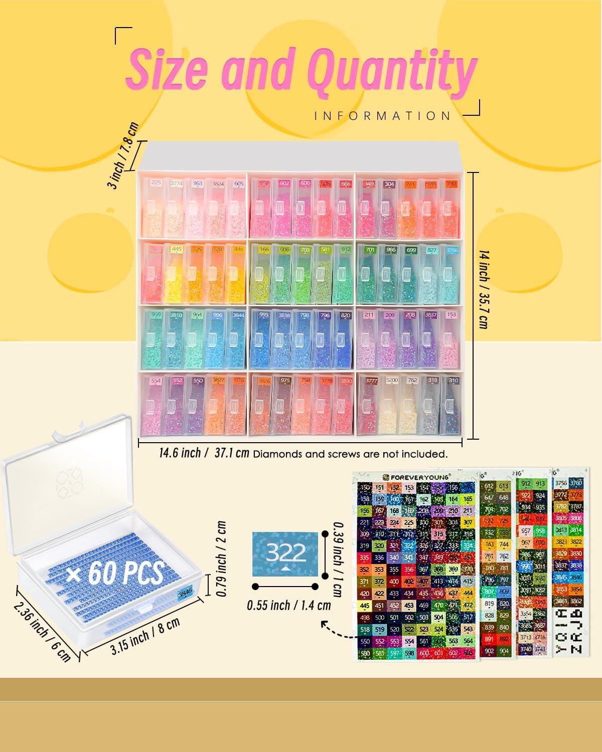 image8pcs ForeverYoung Extra Large Diamond Art Storage Containers Tray Diamond Art Accessories Diamond Painting Trays with Lids 2in1 Diamond Art Trays and Diamond Painting Storage Purple Box60pcsRack