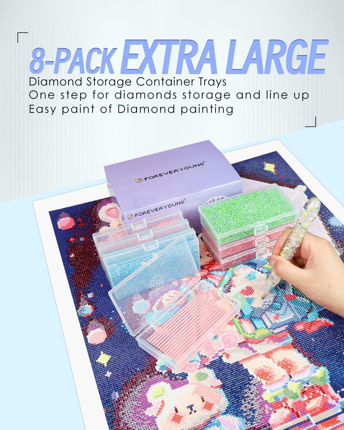 image8pcs ForeverYoung Extra Large Diamond Art Storage Containers Tray Diamond Art Accessories Diamond Painting Trays with Lids 2in1 Diamond Art Trays and Diamond Painting Storage Purple Box8pcs Extra Large Refill set