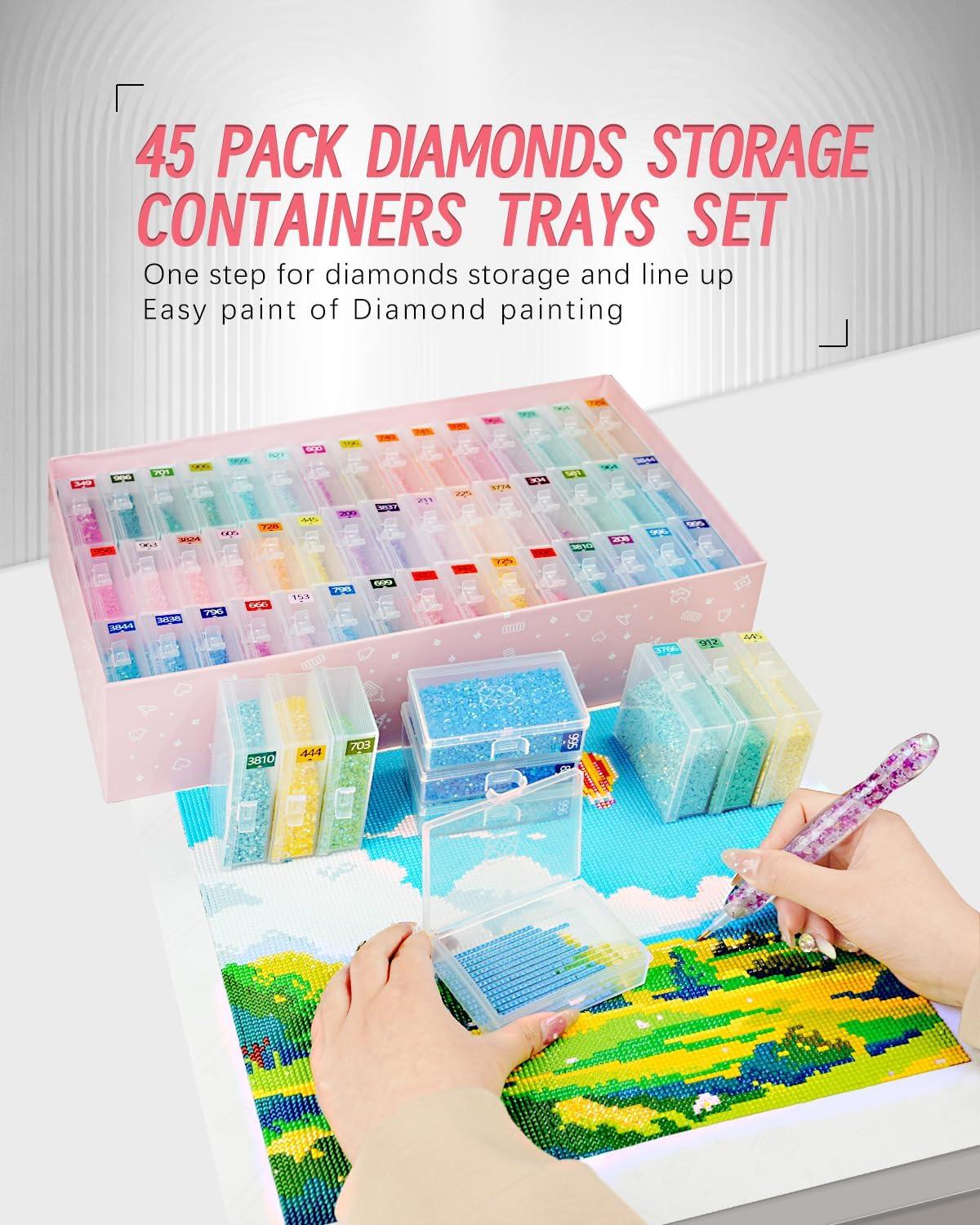 image8pcs ForeverYoung Extra Large Diamond Art Storage Containers Tray Diamond Art Accessories Diamond Painting Trays with Lids 2in1 Diamond Art Trays and Diamond Painting Storage Purple Box45pcs Storage set