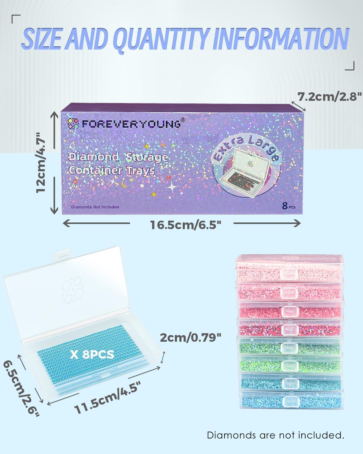 image8pcs ForeverYoung Extra Large Diamond Art Storage Containers Tray Diamond Art Accessories Diamond Painting Trays with Lids 2in1 Diamond Art Trays and Diamond Painting Storage Purple Box8pcs Extra Large Refill set