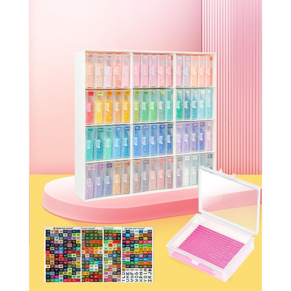 image8pcs ForeverYoung Extra Large Diamond Art Storage Containers Tray Diamond Art Accessories Diamond Painting Trays with Lids 2in1 Diamond Art Trays and Diamond Painting Storage Purple Box60pcsRack