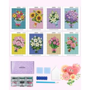 imageforever young Minigem Diamond Art Flowers Kits for Beginners 6 Pcs Flower Resin Square Drill Diamond Painting Kits for Adults 2Hour Canvas Flower Small Diamond Art Kits for Adults 5x7 InchBouquet