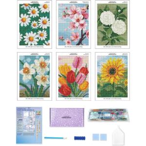 imageforever young Minigem Diamond Art Flowers Kits for Beginners 6 Pcs Flower Resin Square Drill Diamond Painting Kits for Adults 2Hour Canvas Flower Small Diamond Art Kits for Adults 5x7 InchFlower